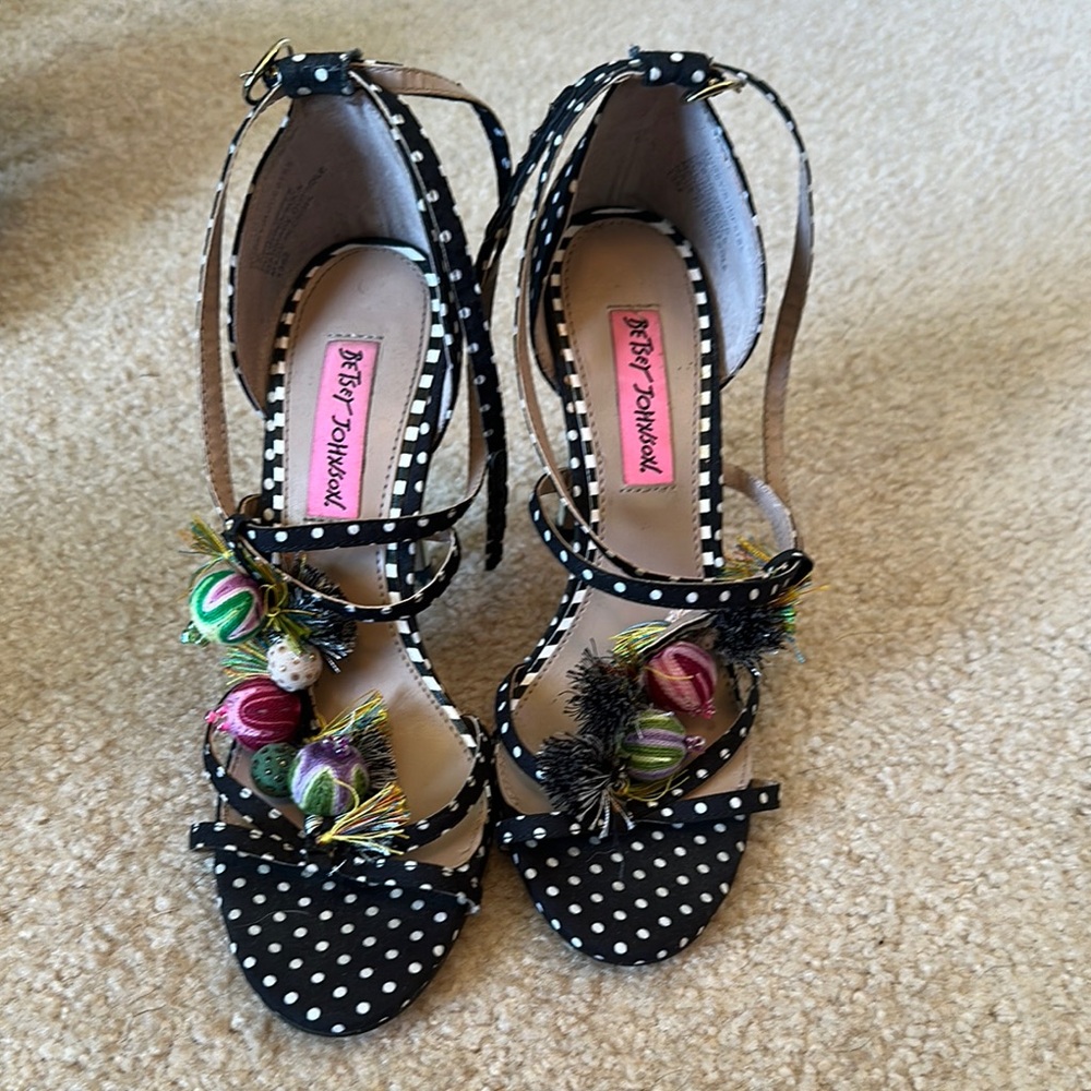 Betsey Johnson Black and White Polka Dot Sandals
